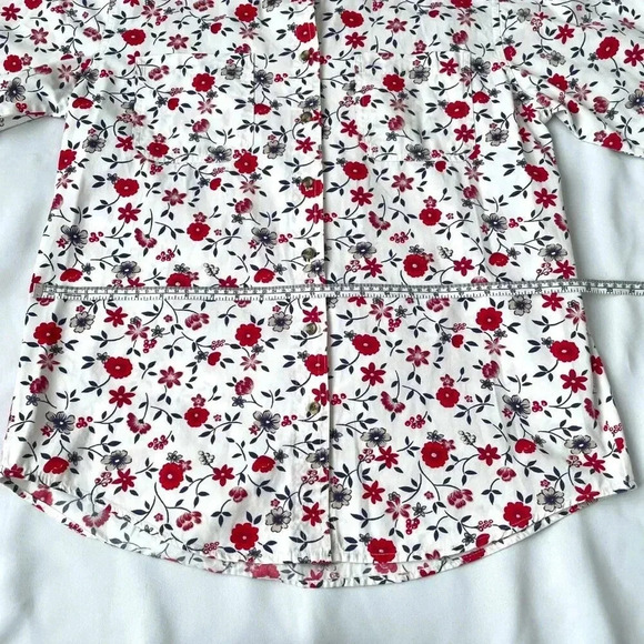 Cabin Creek Floral 100% Cotton Button Down Blouse, Women Size Large 12/14 - Picture 8 of 10